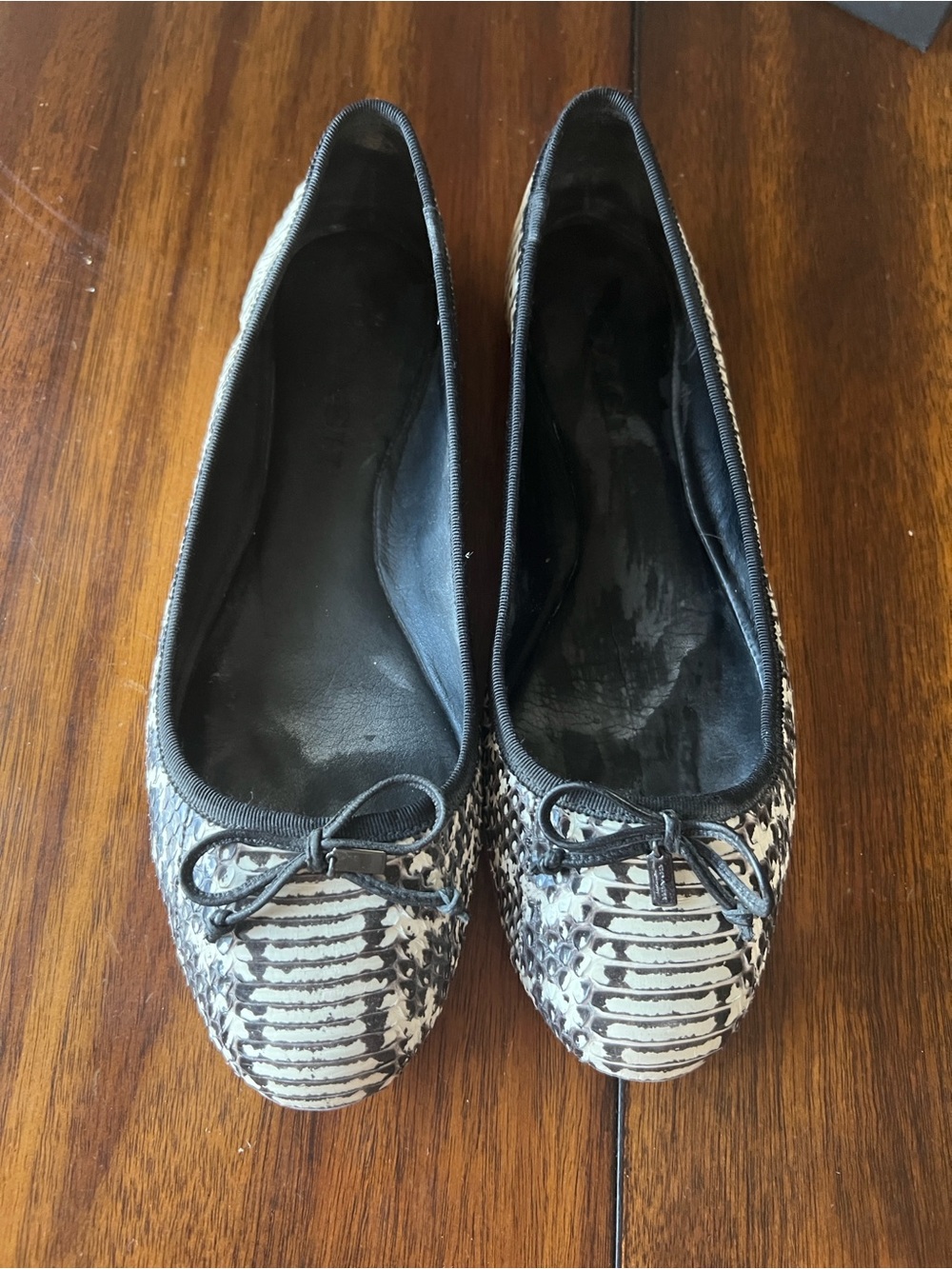 Coach Black and White Snake-Print Ballet Flats